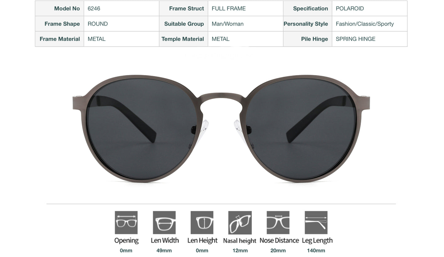 Vittorio 6246 Round Metal Sunglasses - Unisex