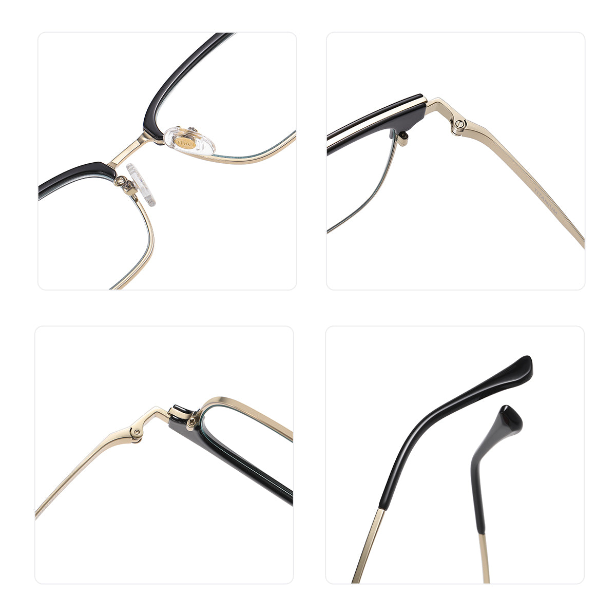 Vittorio ST6206 Square Titanium Eyeglasses - Anti-Blue Light