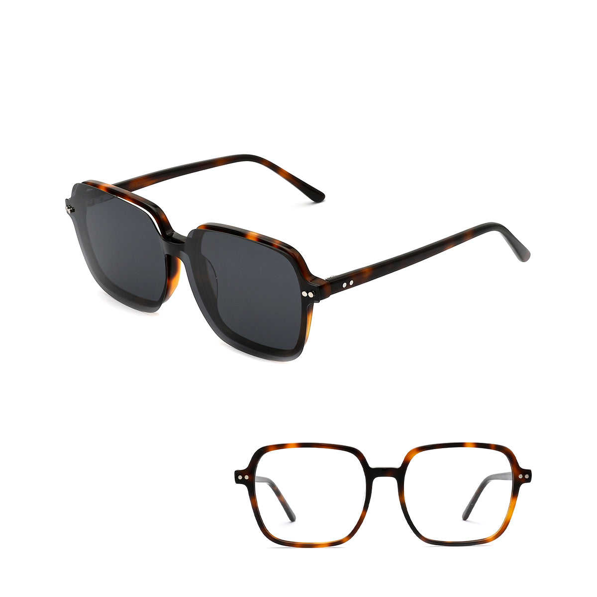 Vittorio FG1260 Square Eyeglasses Frame with Clip-On Sunglasses