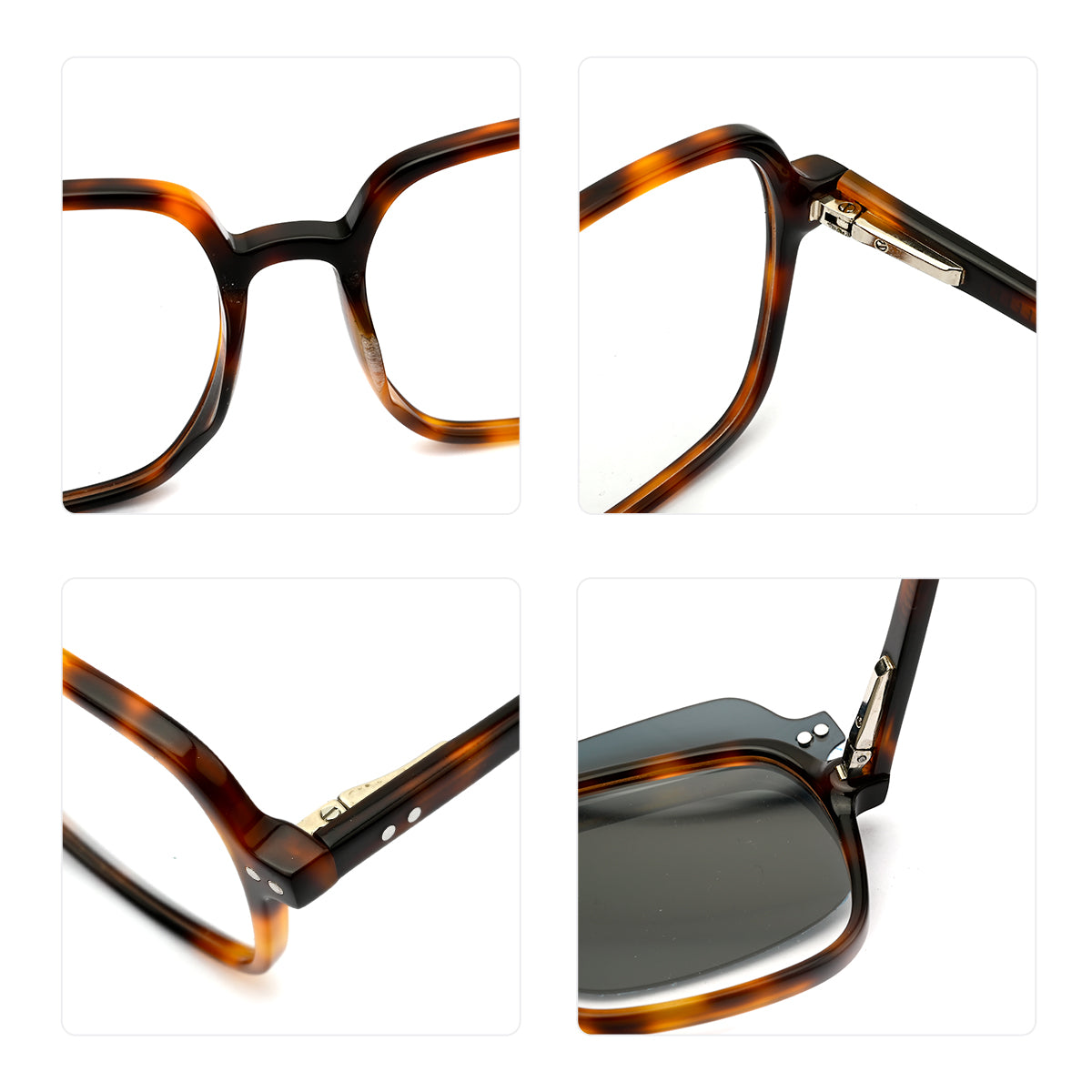 Vittorio FG1260 Square Eyeglasses Frame with Clip-On Sunglasses