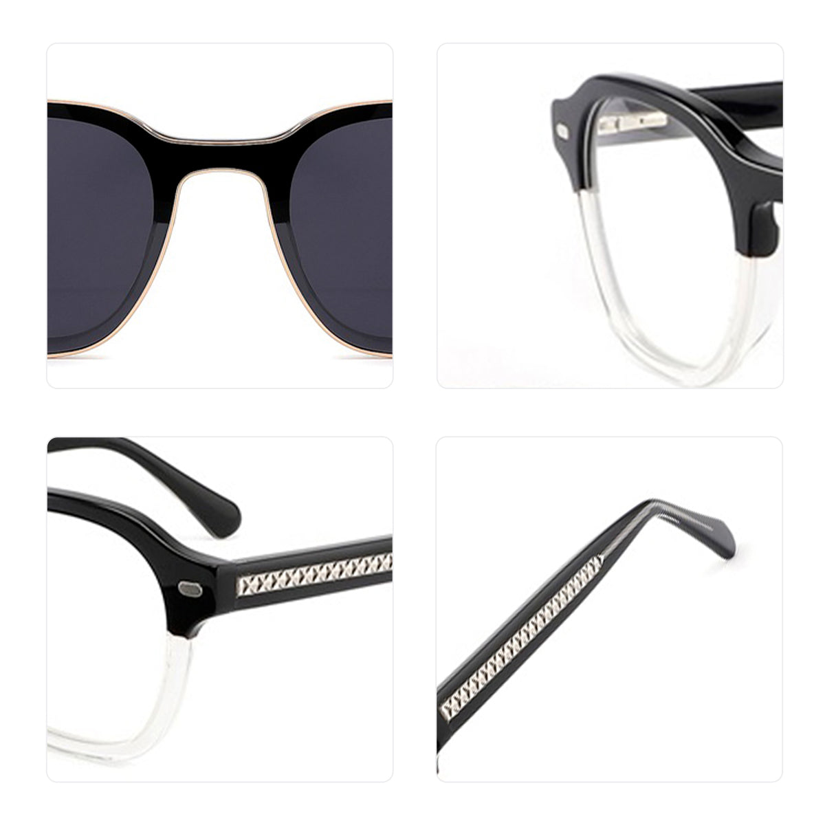 Vittorio Clip-On Oval Eyeglasses Frame