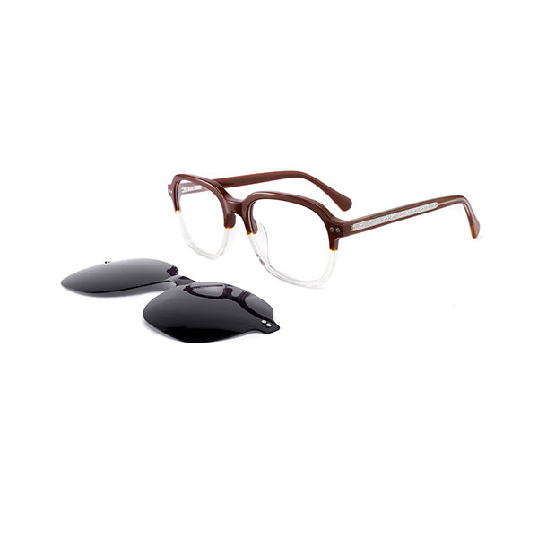 Vittorio FG1307 Square Eyeglasses Frame with Clip-On Sunglasses