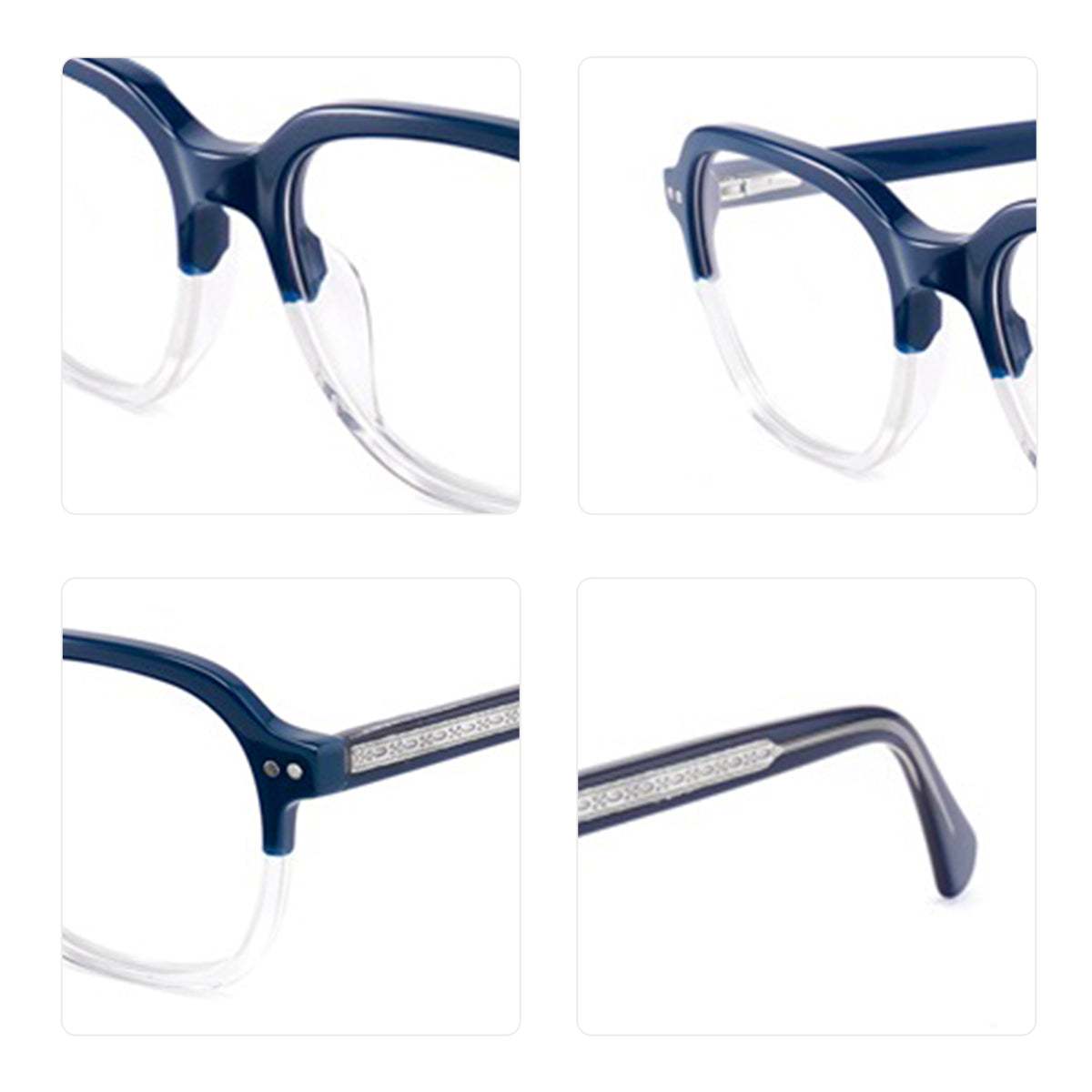 Vittorio FG1307 Square Eyeglasses Frame with Clip-On Sunglasses