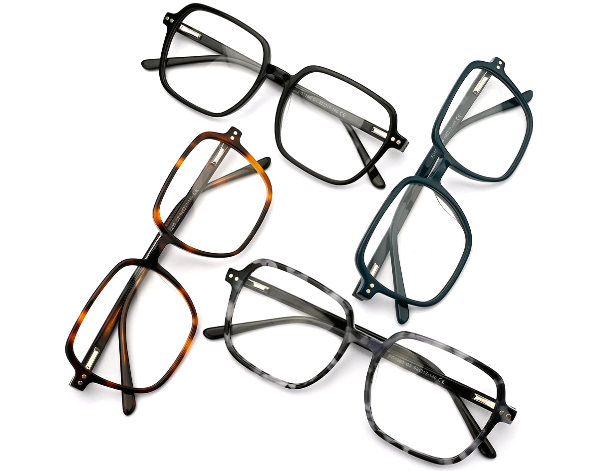 Vittorio FG1260 Square Eyeglasses Frame with Clip-On Sunglasses