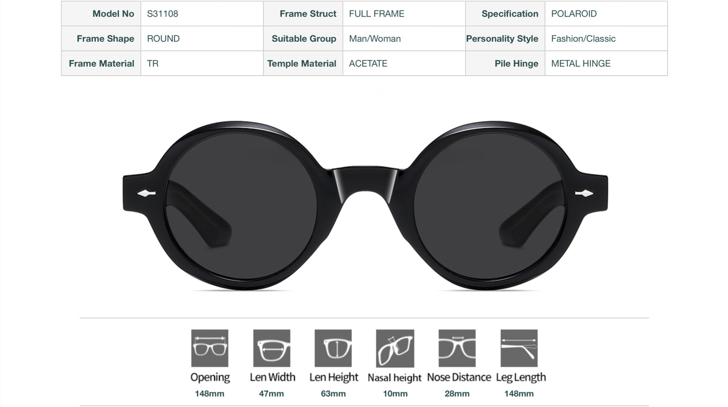 Round Sunglasses - Full Frame TR Acetate