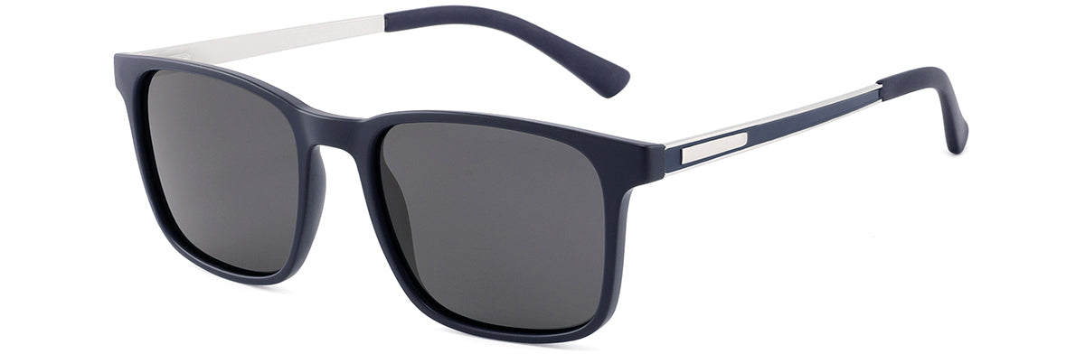 Polarized Square Sunglasses - TR Frame with Metal Temples