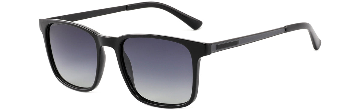 Polarized Square Sunglasses - TR Frame with Metal Temples