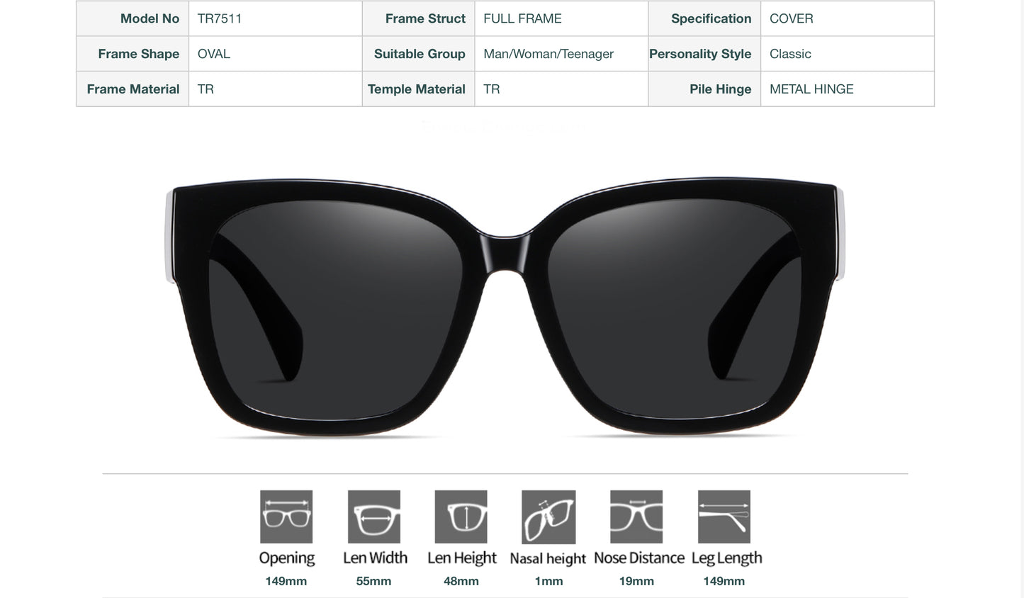 Oversized Oval Sunglasses - Vittorio Classic Cover Design