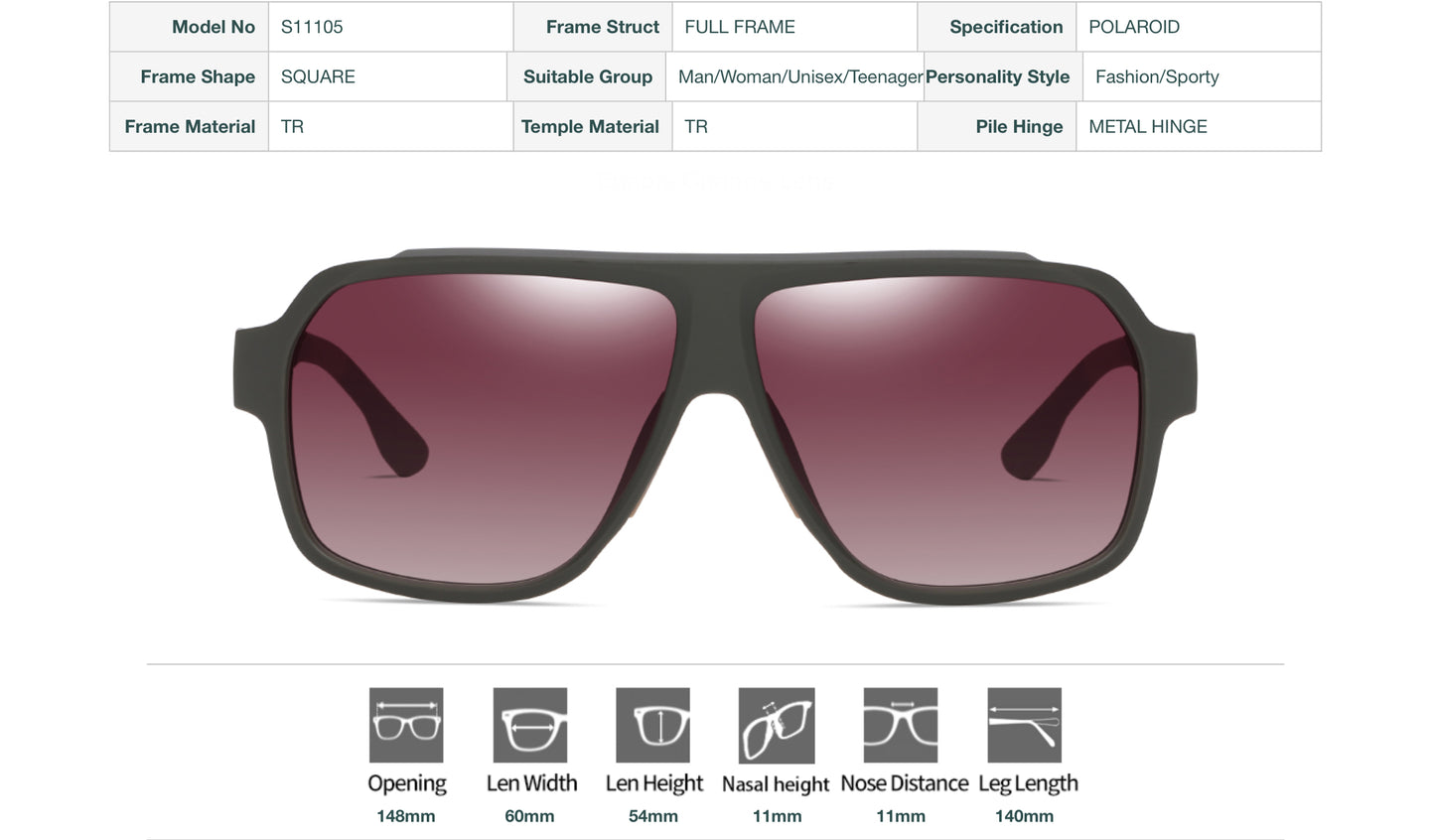 Square Aviator Polaroid Sunglasses - Vittorio