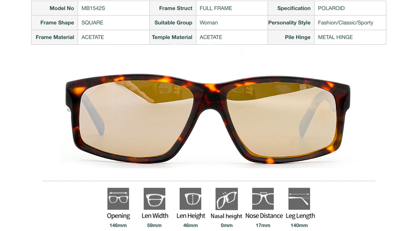 Vittorio Polaroid Sunglasses - Square Frame Acetate