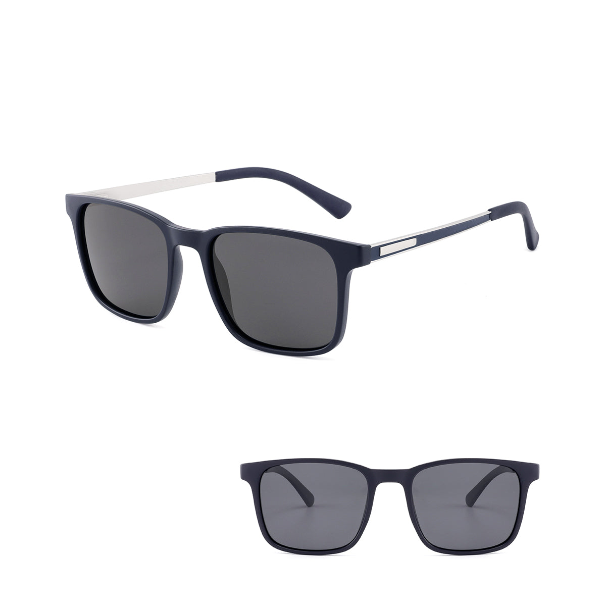 Polarized Square Sunglasses - TR Frame with Metal Temples
