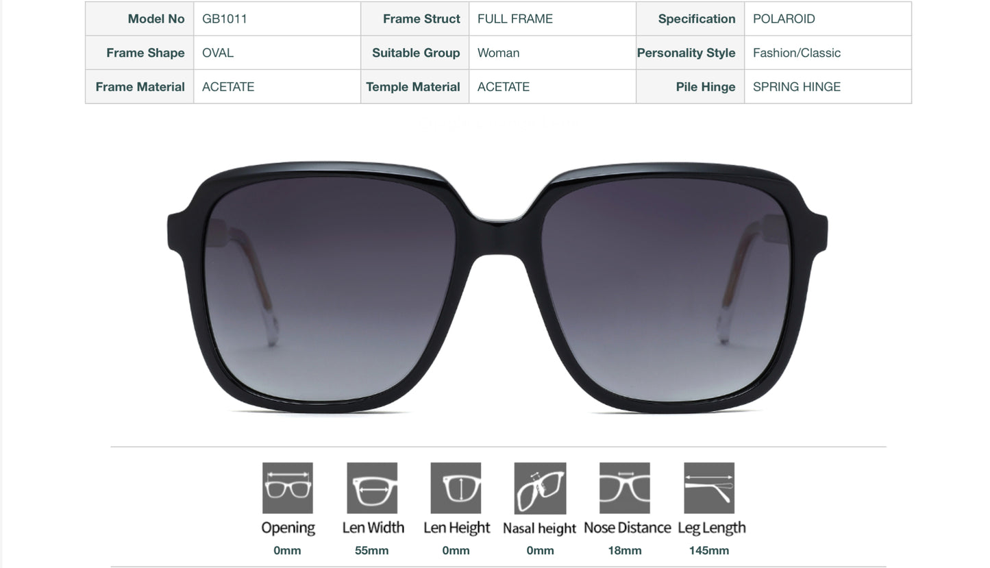 Vittorio GB1011 Oval Sunglasses - Acetate Frame