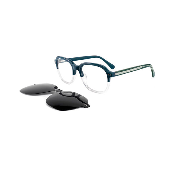 Vittorio FG1307 Square Eyeglasses Frame with Clip-On Sunglasses