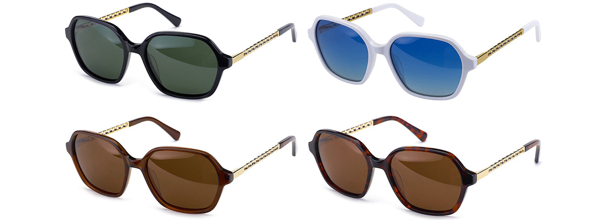 Vittorio MB1333S Polaroid Sunglasses - Oval Acetate Frame for Women