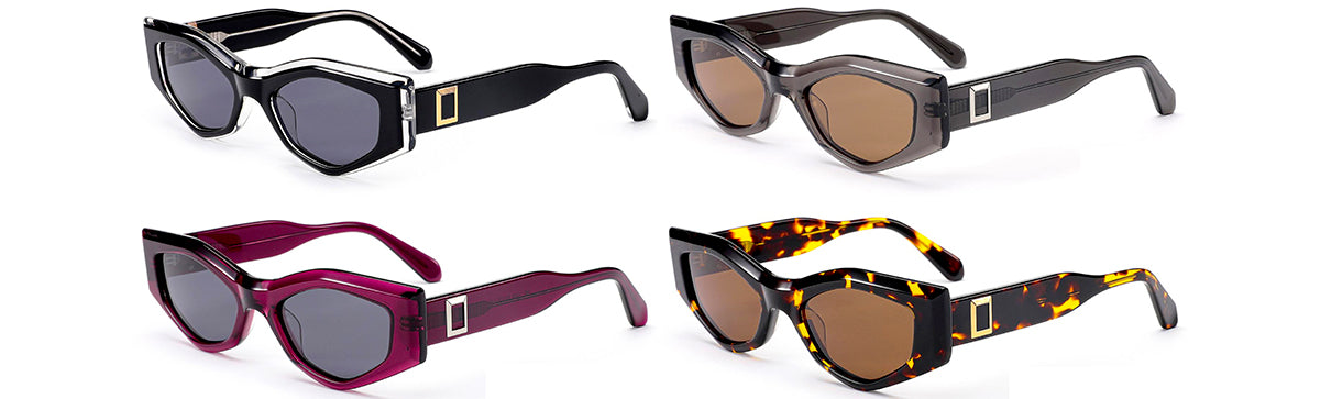 Vittorio MB1326S Polaroid Sunglasses - Polygon Acetate Frame for Women