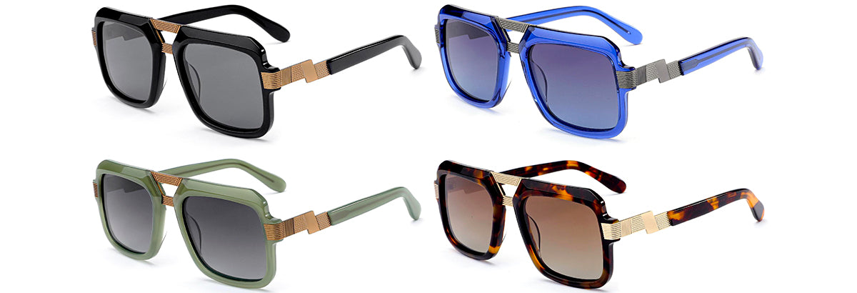 Vittorio MB1301S Square Sunglasses - Unisex Double Bridge Acetate Frames