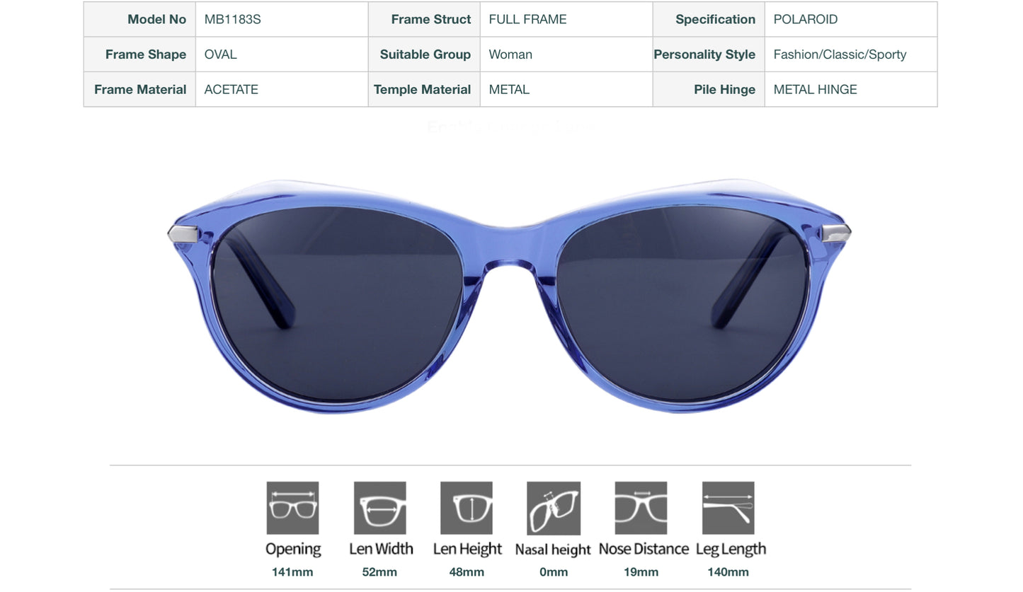 Vittorio MB1183S Oval Acetate Sunglasses for Women