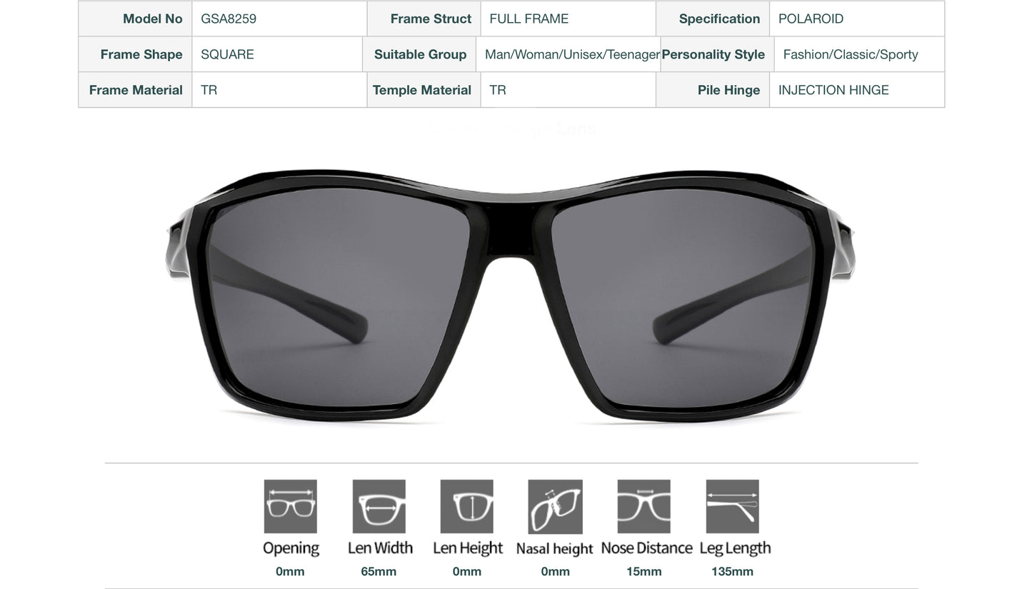 Vittorio GSA8259 Square TR Frame Polaroid Sunglasses