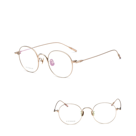 Vittorio YF-5127 Titanium Round Eyeglasses - Lightweight 13g