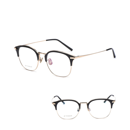 Vittorio Titanium Eyeglasses - Oval Browline Frame