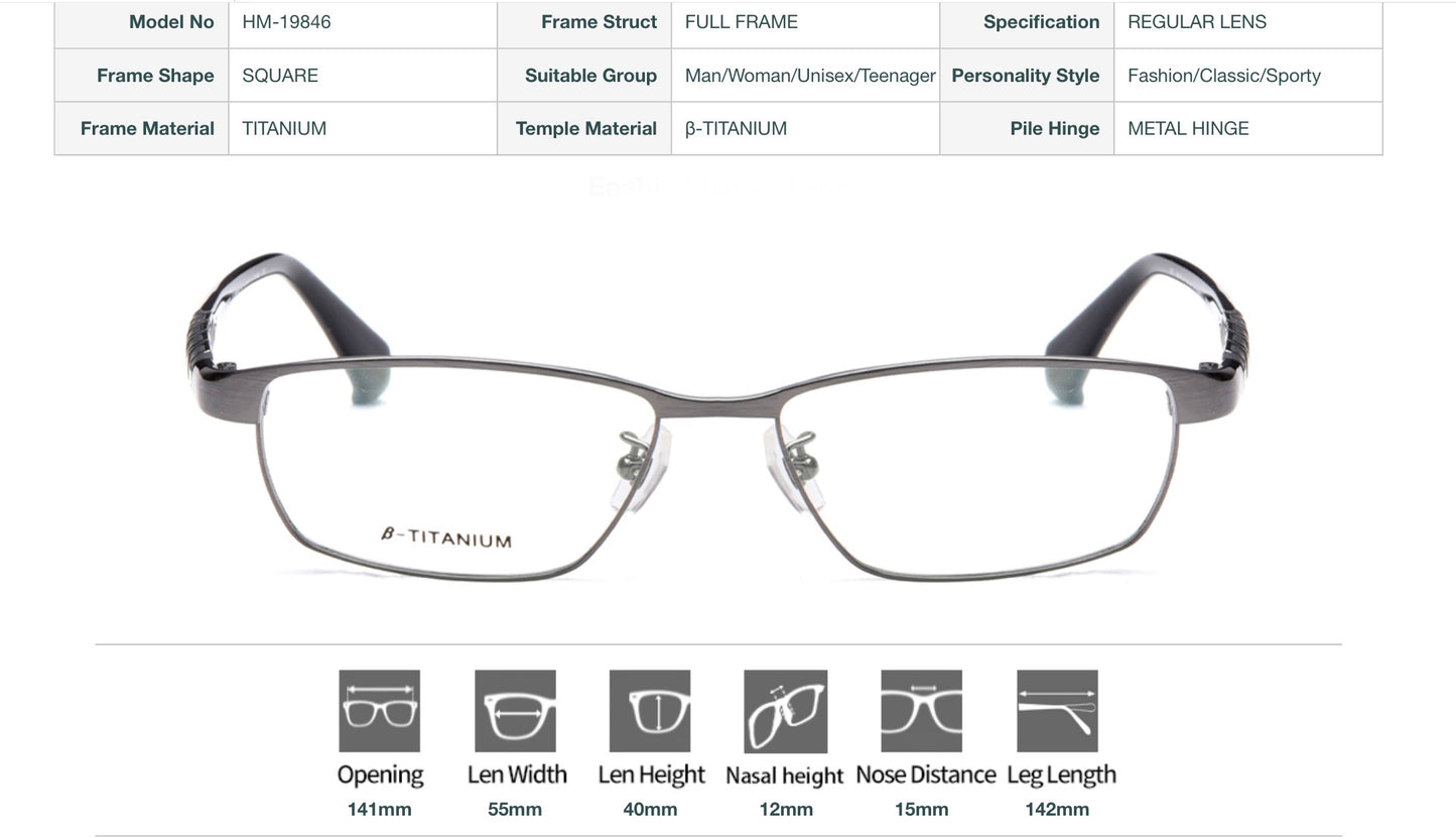 Vittorio Titanium Eyeglasses - Square Full Frame