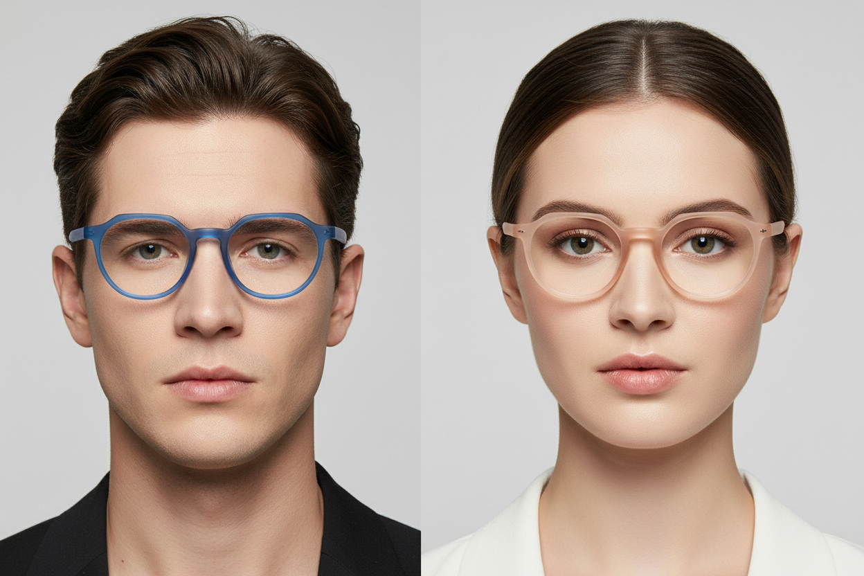 Man and woman wearing eyeglasses