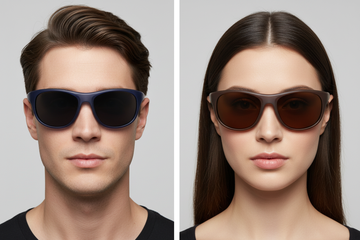 Man and woman wearing sunglasses