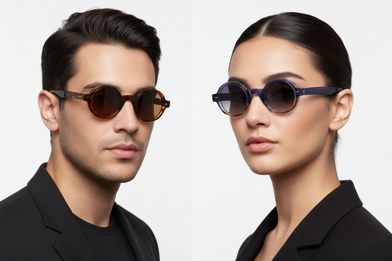 Persian man and woman wearing vintage round sunglasses